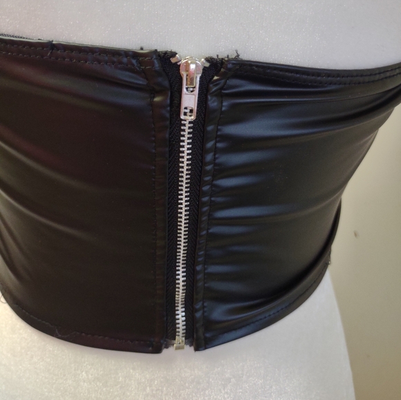 Corset Black Faux Leather Size S - Picture 6 of 8